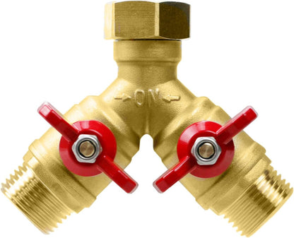 CUMIZON Brass 2-Way Garden Hose Splitter, Full Flow Style