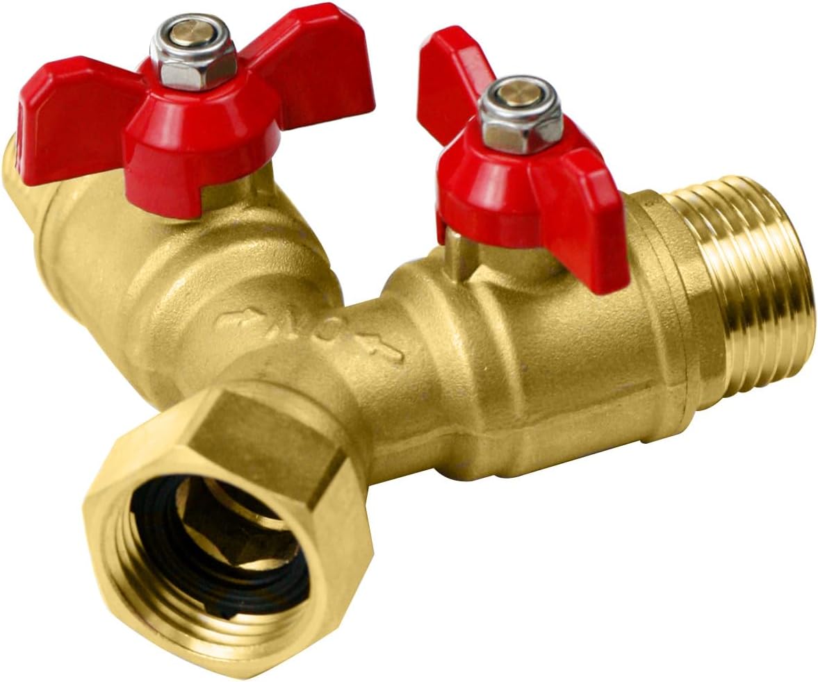 CUMIZON Brass 2-Way Garden Hose Splitter, Full Flow Style
