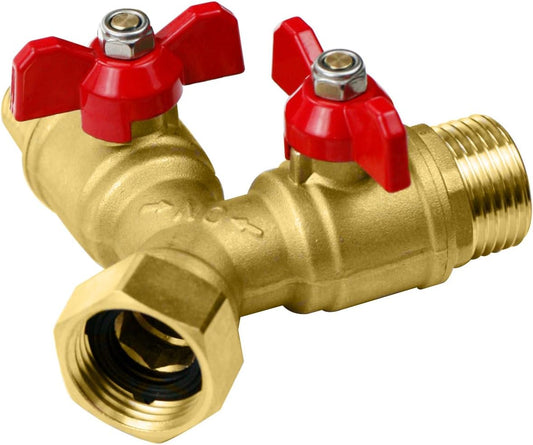 CUMIZON Brass 2-Way Garden Hose Splitter, Full Flow Style