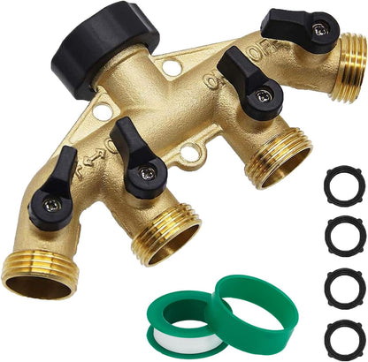 CUMIZON Brass 2-Way Garden Hose Splitter, Full Flow Style