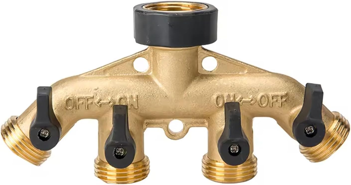 CUMIZON Brass 2-Way Garden Hose Splitter, Full Flow Style