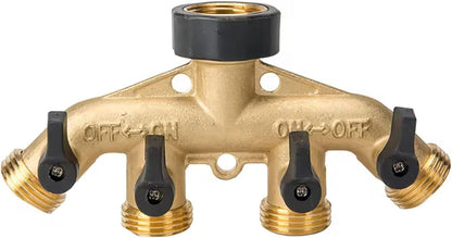 CUMIZON Brass 2-Way Garden Hose Splitter, Full Flow Style