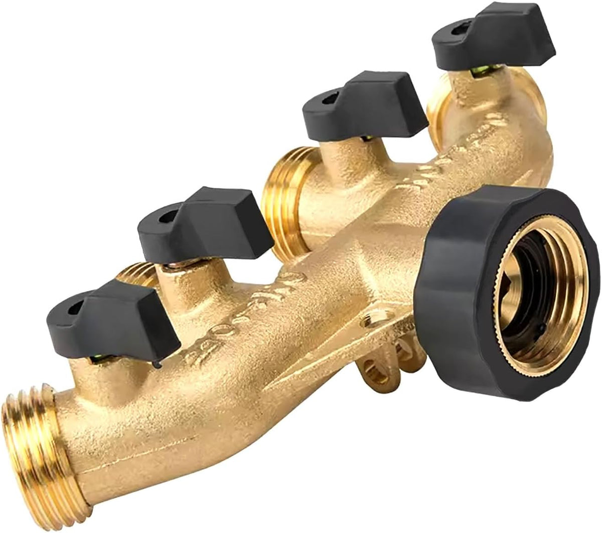 CUMIZON Brass 2-Way Garden Hose Splitter, Full Flow Style