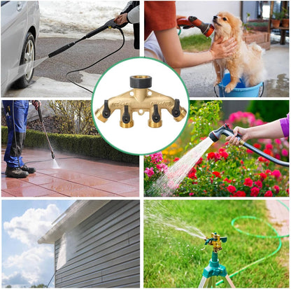 CUMIZON Brass 2-Way Garden Hose Splitter, Full Flow Style