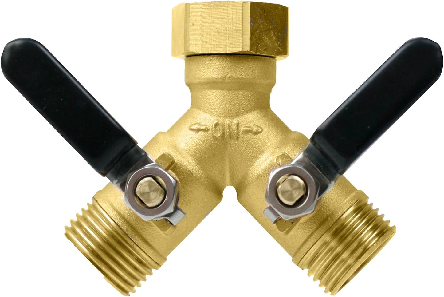 CUMIZON Brass 2-Way Garden Hose Splitter, Full Flow Style