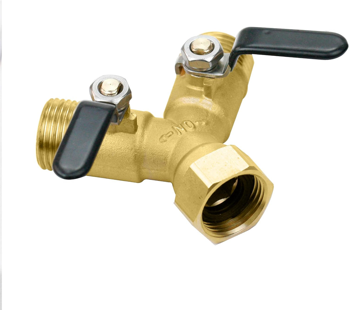 CUMIZON Brass 2-Way Garden Hose Splitter, Full Flow Style