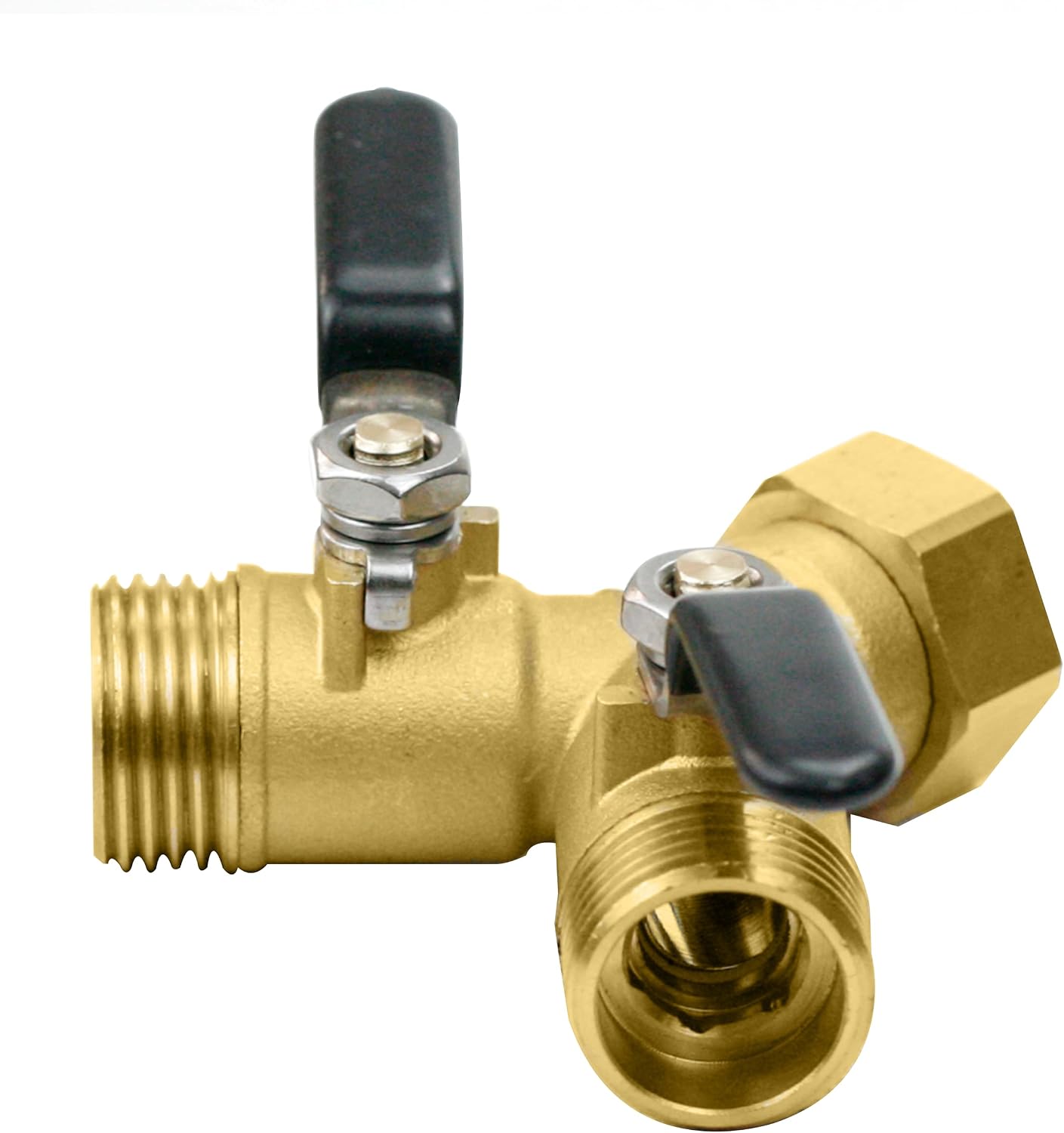 CUMIZON Brass 2-Way Garden Hose Splitter, Full Flow Style