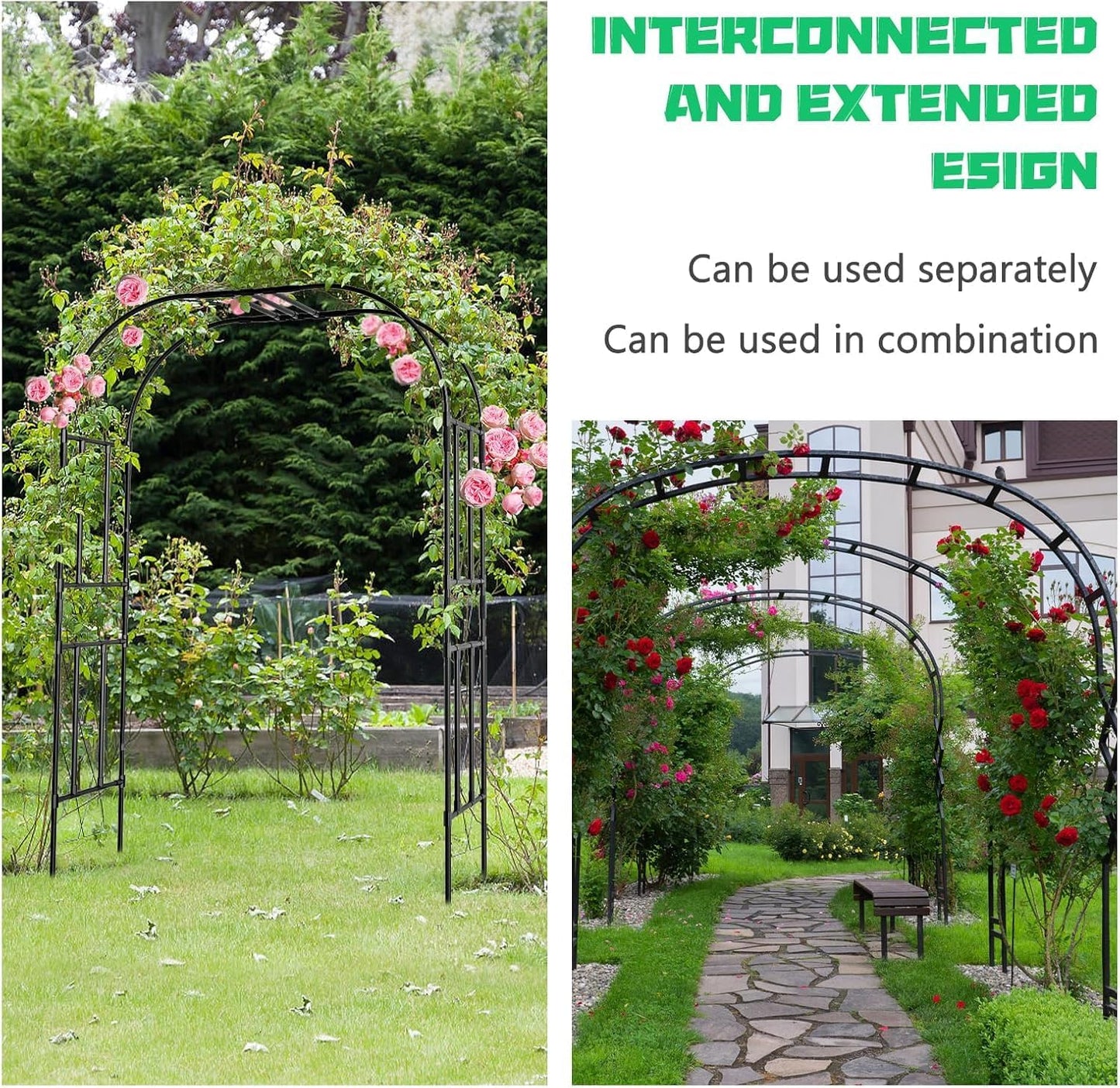 Garden Arch Trellis, 87in H x 75in L Tall Garden Archway