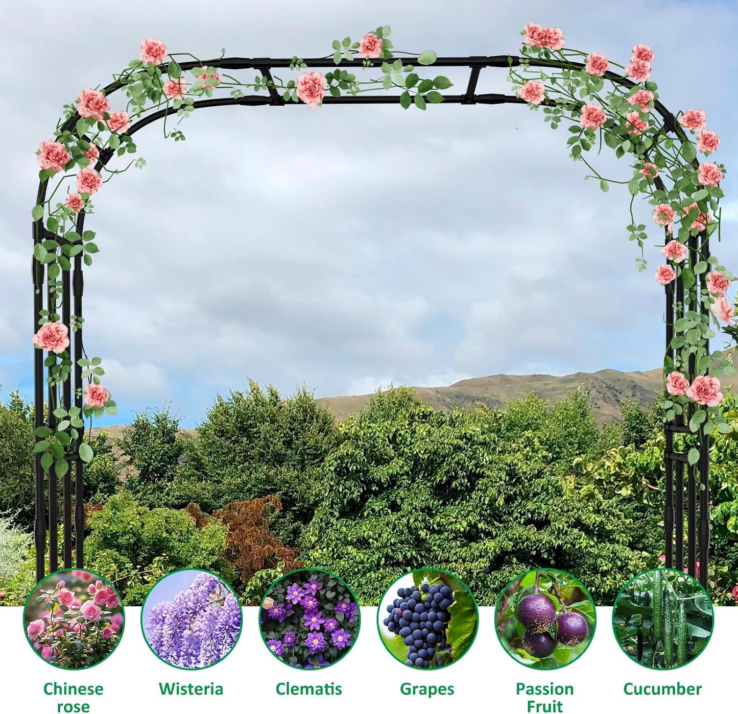 Garden Arch Trellis, 87in H x 75in L Tall Garden Archway