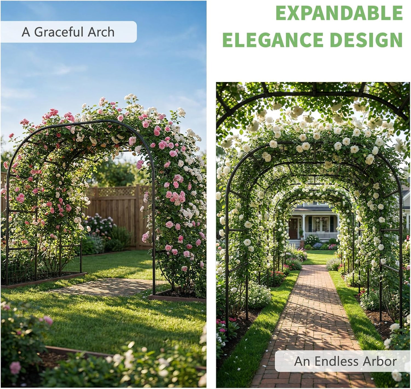 Garden Arch Trellis, 87in H x 75in L Tall Garden Archway