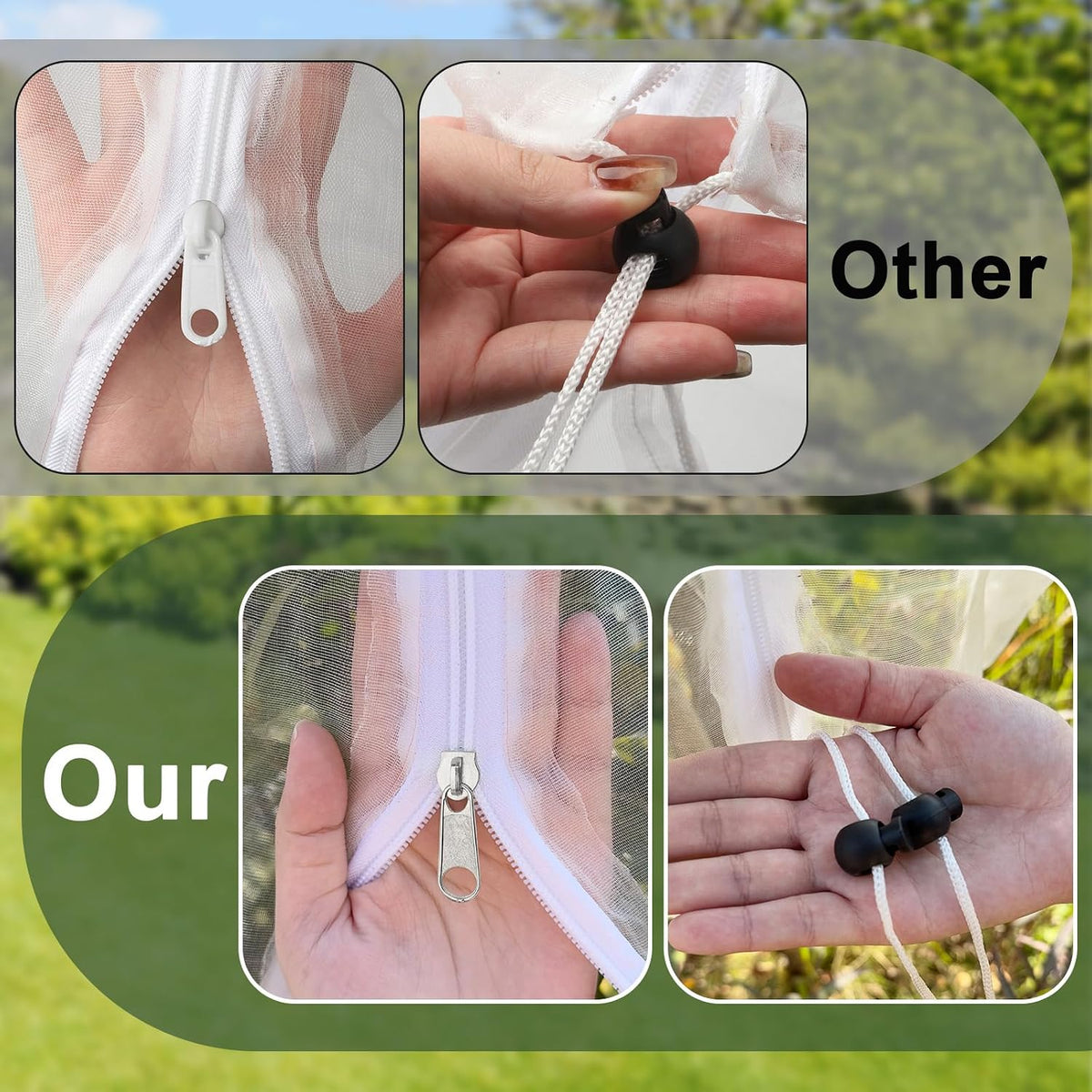2 Pack 10x10 FT Fruit Tree Netting Apple Blueberry Zipper Drawstring
