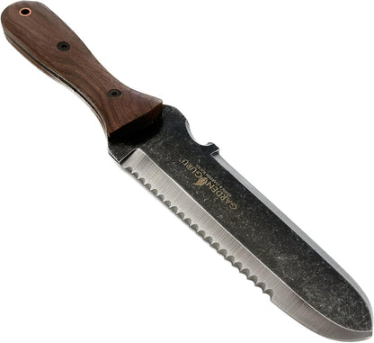 Hori Hori Gardening Knife for Weeding, Digging, Pruning, and Cultivating - Stainless Steel Full Tang Blade | Marks for Measuring Planting Depth