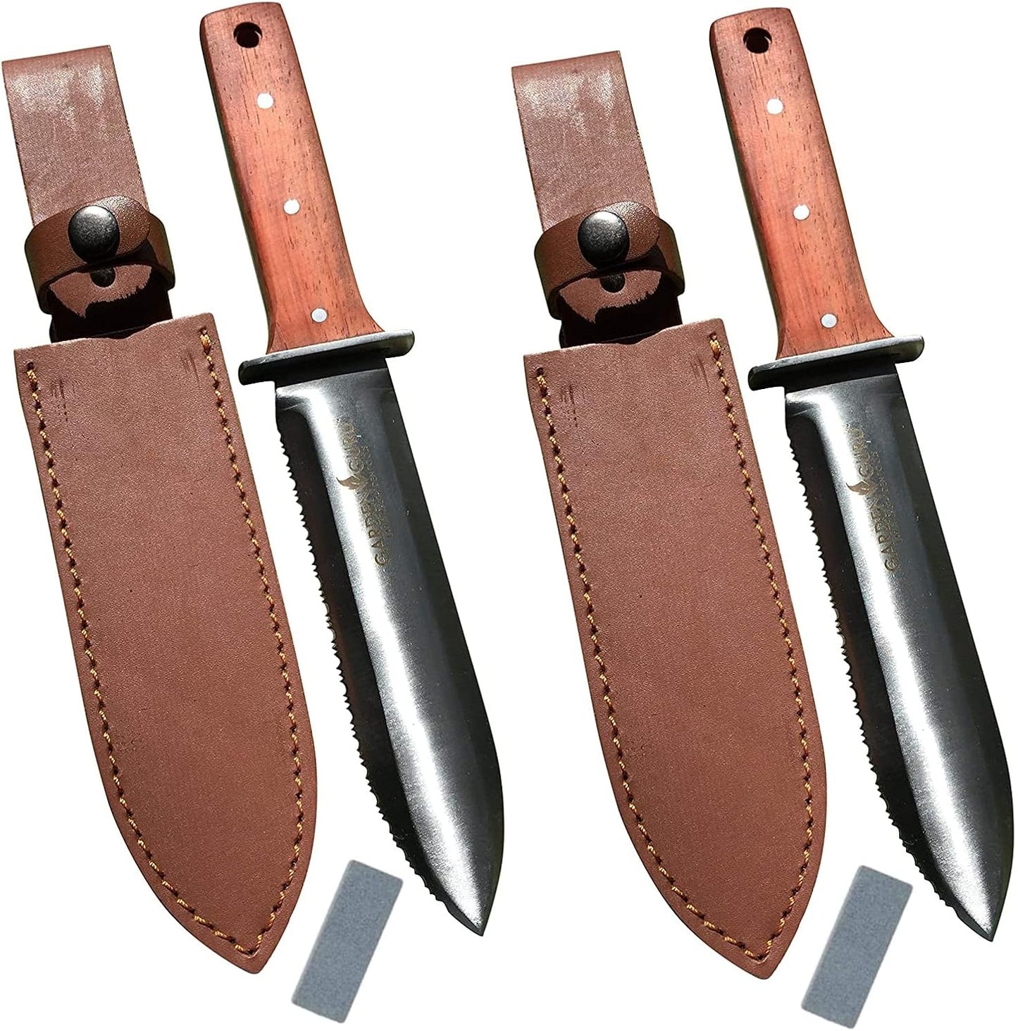 Hori Hori Gardening Knife for Weeding, Digging, Pruning, and Cultivating - Stainless Steel Full Tang Blade | Marks for Measuring Planting Depth