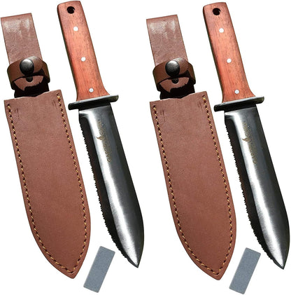 Hori Hori Gardening Knife for Weeding, Digging, Pruning, and Cultivating - Stainless Steel Full Tang Blade | Marks for Measuring Planting Depth