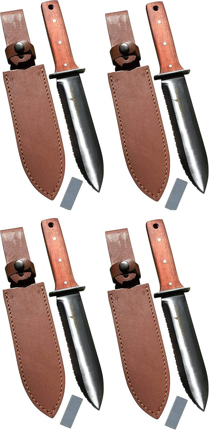 Hori Hori Gardening Knife for Weeding, Digging, Pruning, and Cultivating - Stainless Steel Full Tang Blade | Marks for Measuring Planting Depth