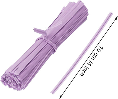 80pcs plastic Twist Ties Plant Ties Reusable Bread Twist Ties cake pop ties Cable Ties Candy Ties for Bags 4 Inch (Purple)