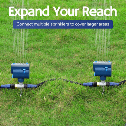 Oscillating Sprinkler with Metal Step Spike and Quick Connect Adapter Set, Control Watering Range, Width, and Flow Rate, Covers up to 4,069 sq.ft., AquaVive SR16 [2-Pack]