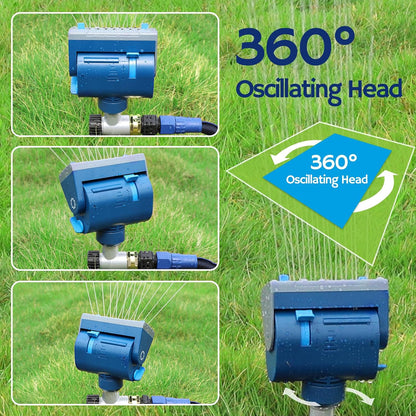 Oscillating Sprinkler with Metal Step Spike and Quick Connect Adapter Set, Control Watering Range, Width, and Flow Rate, Covers up to 4,069 sq.ft., AquaVive SR16 [2-Pack]