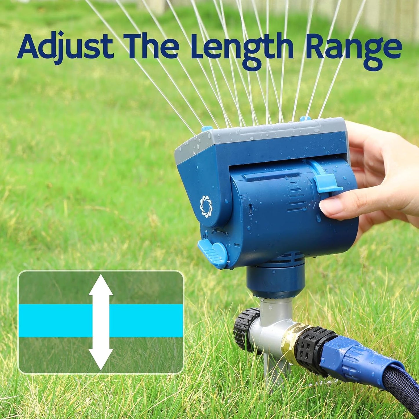 Oscillating Sprinkler with Metal Step Spike and Quick Connect Adapter Set, Control Watering Range, Width, and Flow Rate, Covers up to 4,069 sq.ft., AquaVive SR16 [2-Pack]