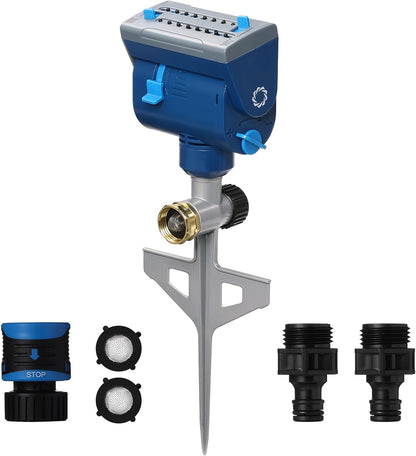 Oscillating Sprinkler with Metal Step Spike and Quick Connect Adapter Set, Control Watering Range, Width, and Flow Rate, Covers up to 4,069 sq.ft., AquaVive SR16 [2-Pack]