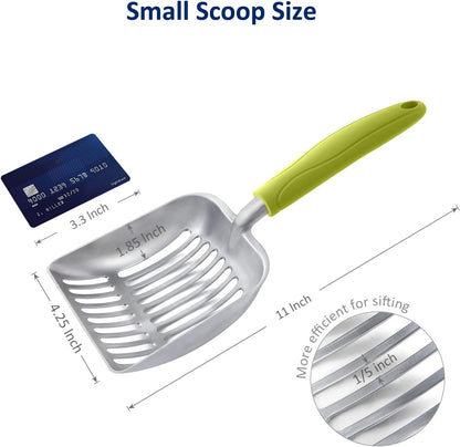 Cat Litter Scoop, Aluminum Alloy Sifter, Kitty Metal Scooper, Deep Shovel, Long Handle, Poop Sifting, Kitten Pooper Lifter, Durable, Heavy Duty, for Litter Box