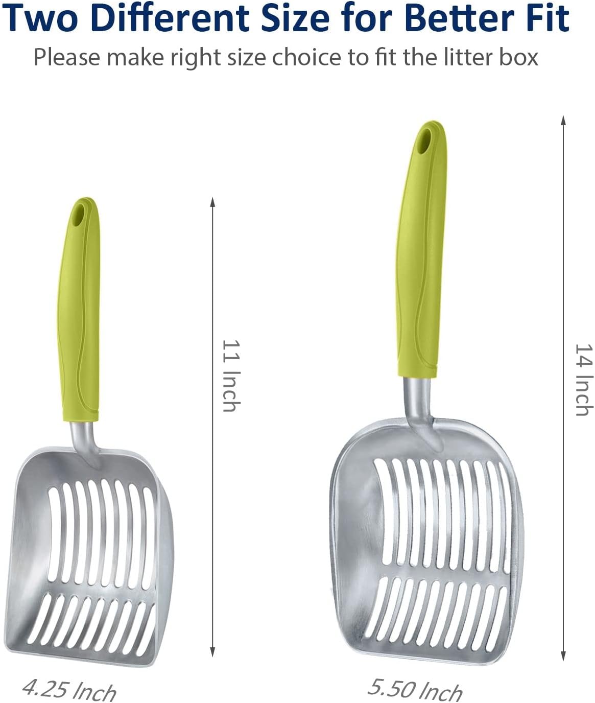 Cat Litter Scoop, Aluminum Alloy Sifter, Kitty Metal Scooper, Deep Shovel, Long Handle, Poop Sifting, Kitten Pooper Lifter, Durable, Heavy Duty, for Litter Box