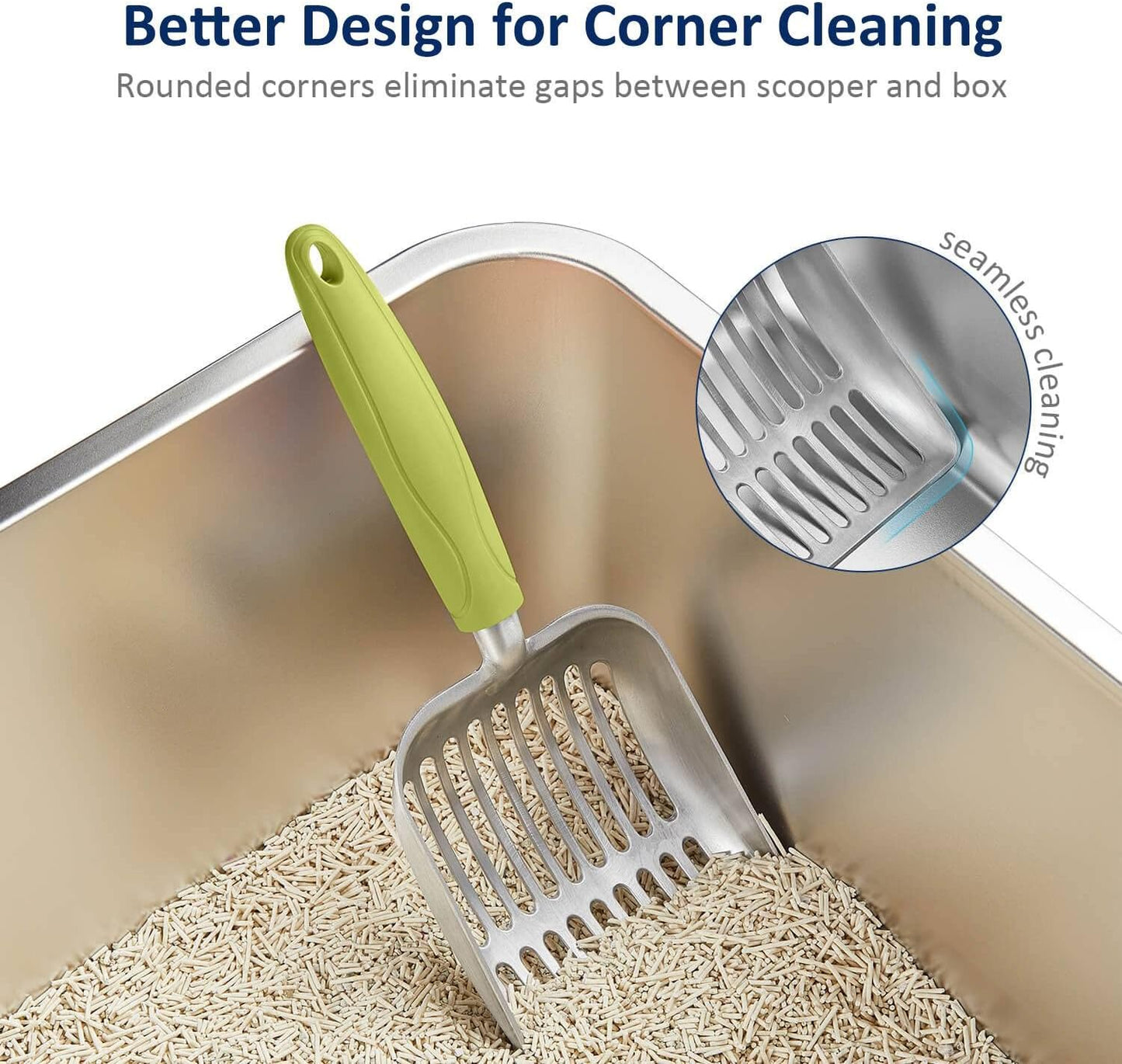Cat Litter Scoop, Aluminum Alloy Sifter, Kitty Metal Scooper, Deep Shovel, Long Handle, Poop Sifting, Kitten Pooper Lifter, Durable, Heavy Duty, for Litter Box