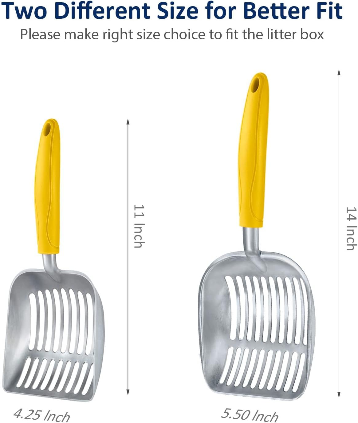 Cat Litter Scoop, Aluminum Alloy Sifter, Kitty Metal Scooper, Deep Shovel, Long Handle, Poop Sifting, Kitten Pooper Lifter, Durable, Heavy Duty, for Litter Box