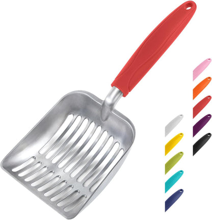 Cat Litter Scoop, Aluminum Alloy Sifter, Kitty Metal Scooper, Deep Shovel, Long Handle, Poop Sifting, Kitten Pooper Lifter, Durable, Heavy Duty, for Litter Box
