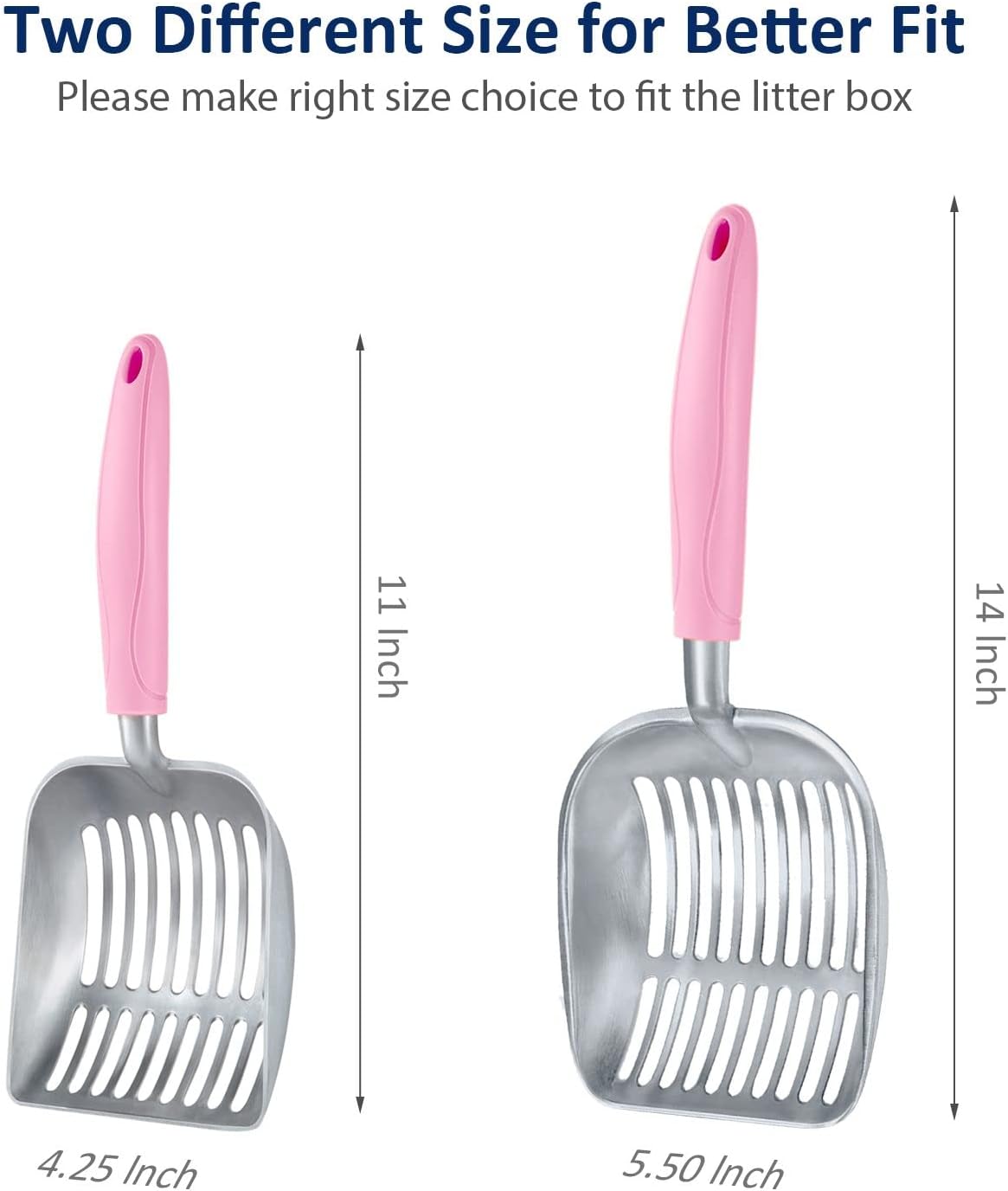 Cat Litter Scoop, Aluminum Alloy Sifter, Kitty Metal Scooper, Deep Shovel, Long Handle, Poop Sifting, Kitten Pooper Lifter, Durable, Heavy Duty, for Litter Box