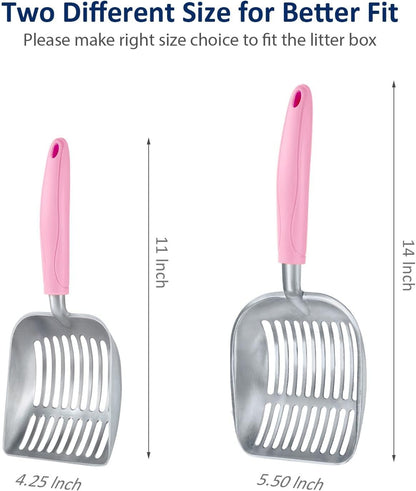 Cat Litter Scoop, Aluminum Alloy Sifter, Kitty Metal Scooper, Deep Shovel, Long Handle, Poop Sifting, Kitten Pooper Lifter, Durable, Heavy Duty, for Litter Box