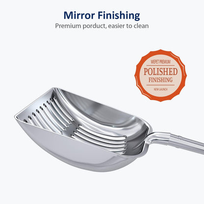 Cat Litter Scoop, Aluminum Alloy Sifter, Kitty Metal Scooper, Deep Shovel, Long Handle, Poop Sifting, Kitten Pooper Lifter, Durable, Heavy Duty, for Litter Box