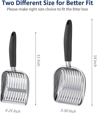 Cat Litter Scoop, Aluminum Alloy Sifter, Kitty Metal Scooper, Deep Shovel, Long Handle, Poop Sifting, Kitten Pooper Lifter, Durable, Heavy Duty, for Litter Box