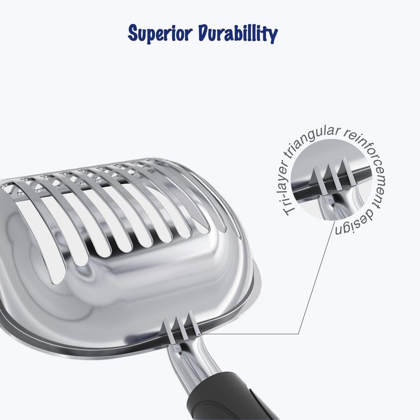 Cat Litter Scoop, Aluminum Alloy Sifter, Kitty Metal Scooper, Deep Shovel, Long Handle, Poop Sifting, Kitten Pooper Lifter, Durable, Heavy Duty, for Litter Box