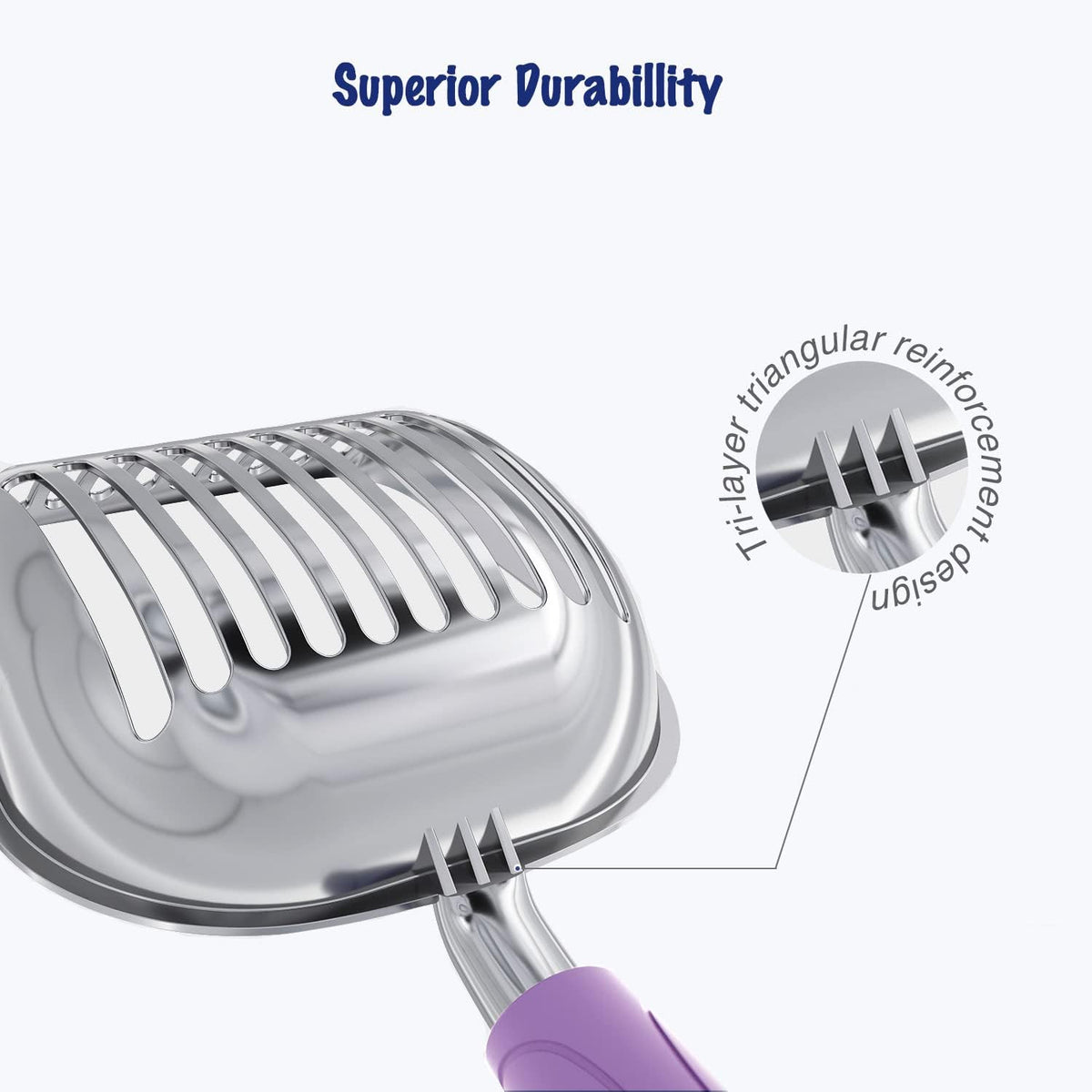 Cat Litter Scoop, Aluminum Alloy Sifter, Kitty Metal Scooper, Deep Shovel, Long Handle, Poop Sifting, Kitten Pooper Lifter, Durable, Heavy Duty, for Litter Box