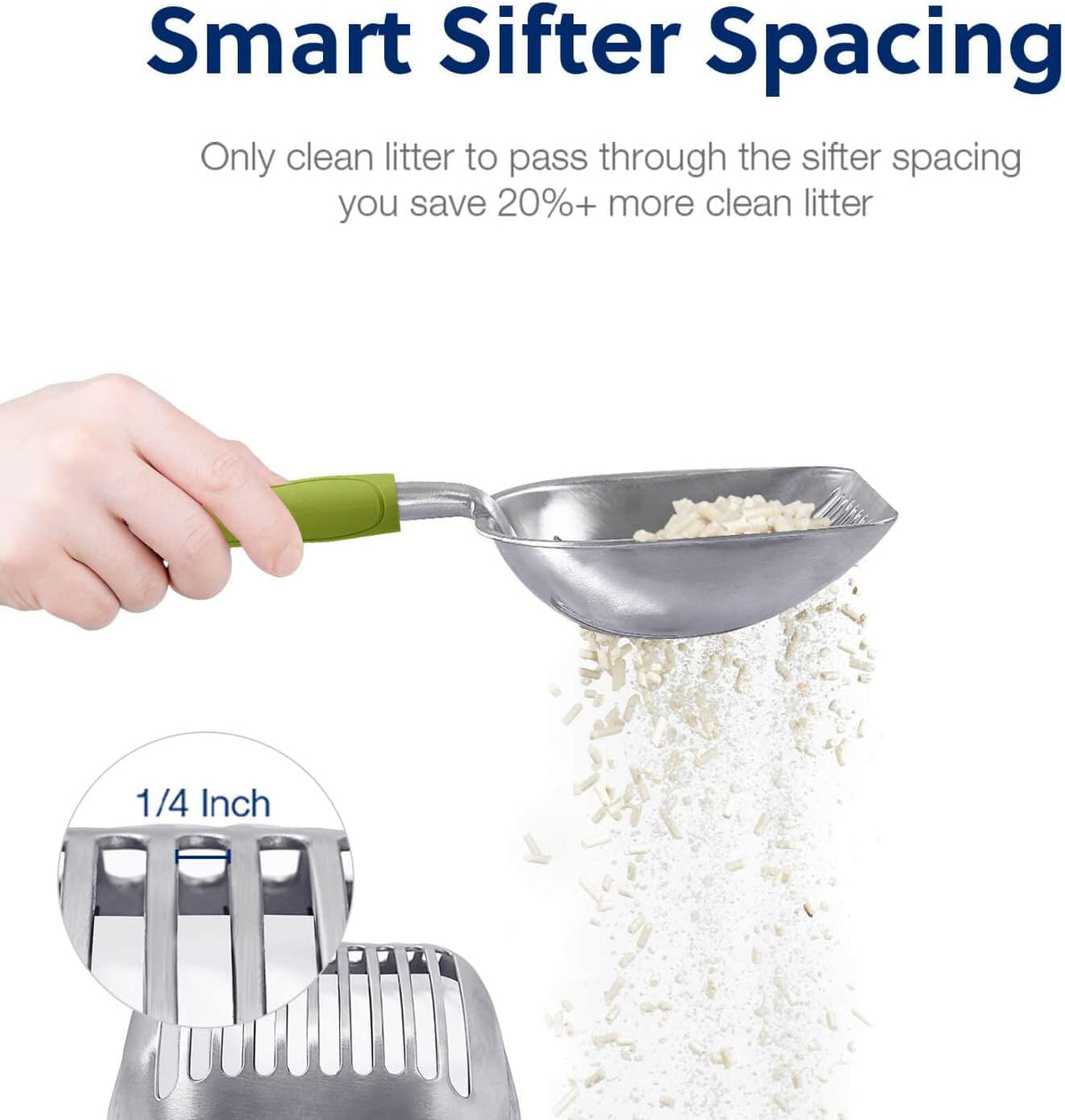 Cat Litter Scoop, Aluminum Alloy Sifter, Kitty Metal Scooper, Deep Shovel, Long Handle, Poop Sifting, Kitten Pooper Lifter, Durable, Heavy Duty, for Litter Box