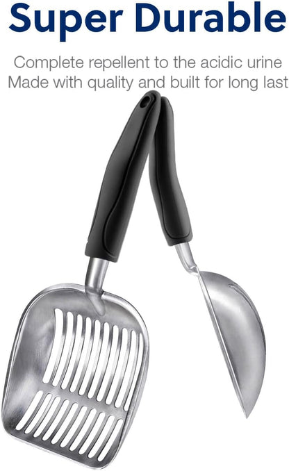 Cat Litter Scoop, Aluminum Alloy Sifter, Kitty Metal Scooper, Deep Shovel, Long Handle, Poop Sifting, Kitten Pooper Lifter, Durable, Heavy Duty, for Litter Box