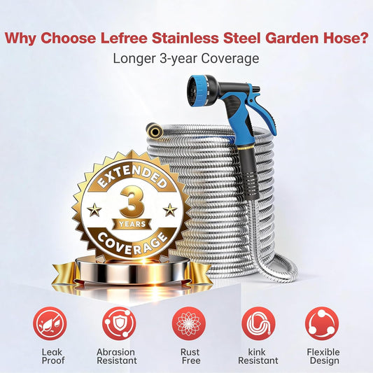 100ft Metal Garden Hose with Upgraded Leak‑Proof Rubber Sleeve