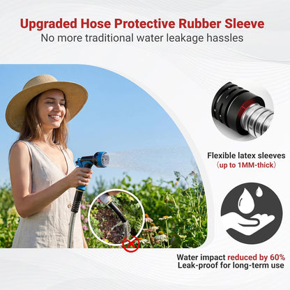 100ft Metal Garden Hose with Upgraded Leak‑Proof Rubber Sleeve