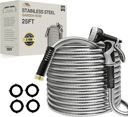 100ft Metal Garden Hose with Upgraded Leak‑Proof Rubber Sleeve