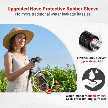 100ft Metal Garden Hose with Upgraded Leak‑Proof Rubber Sleeve