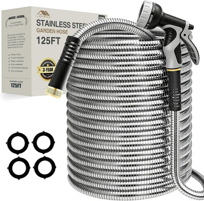 100ft Metal Garden Hose with Upgraded Leak‑Proof Rubber Sleeve