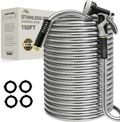 100ft Metal Garden Hose with Upgraded Leak‑Proof Rubber Sleeve