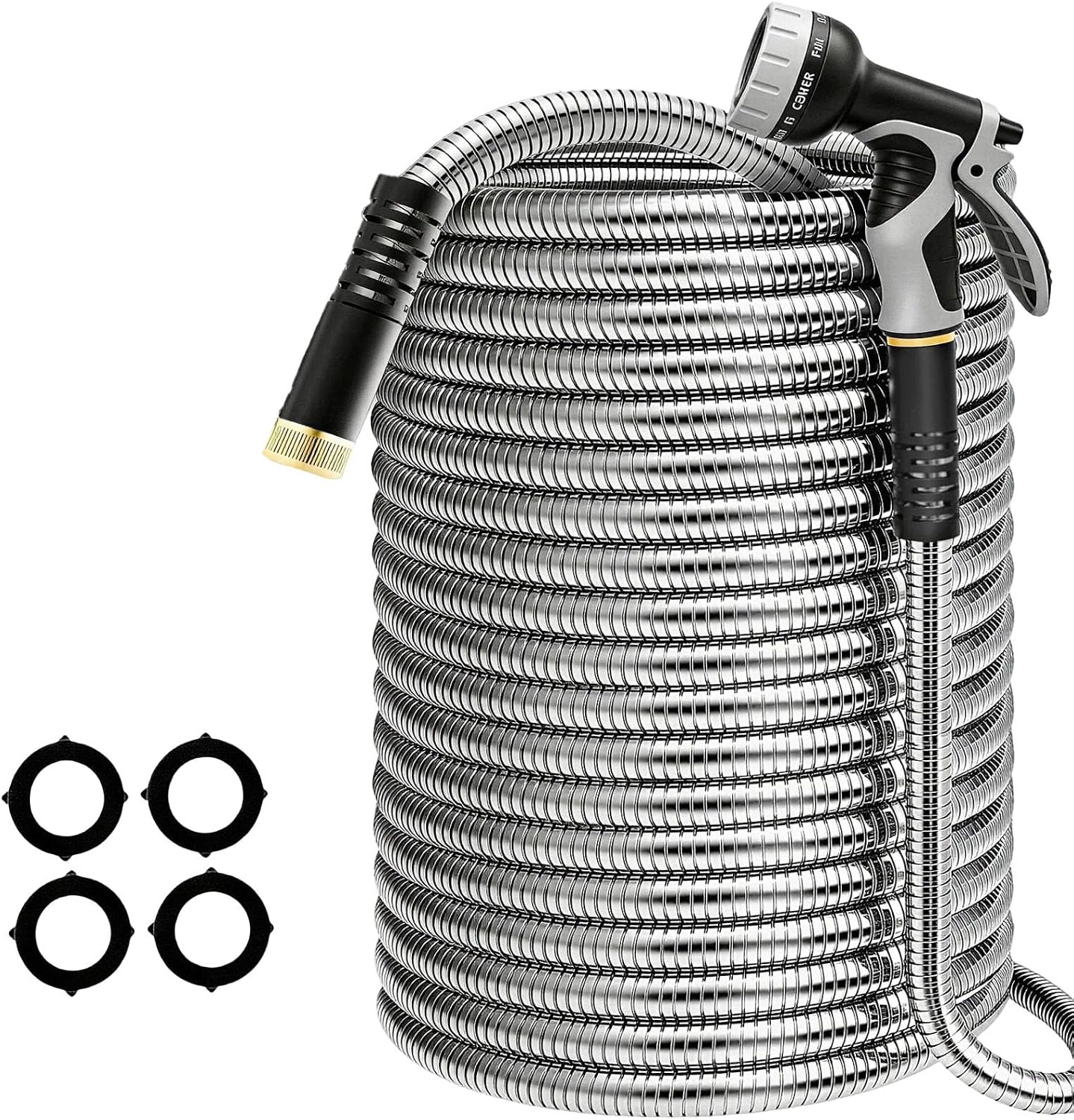 100ft Metal Garden Hose with Upgraded Leak‑Proof Rubber Sleeve