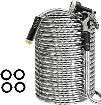 100ft Metal Garden Hose with Upgraded Leak‑Proof Rubber Sleeve