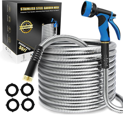 100ft Metal Garden Hose with Upgraded Leak‑Proof Rubber Sleeve