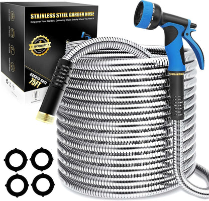 100ft Metal Garden Hose with Upgraded Leak‑Proof Rubber Sleeve