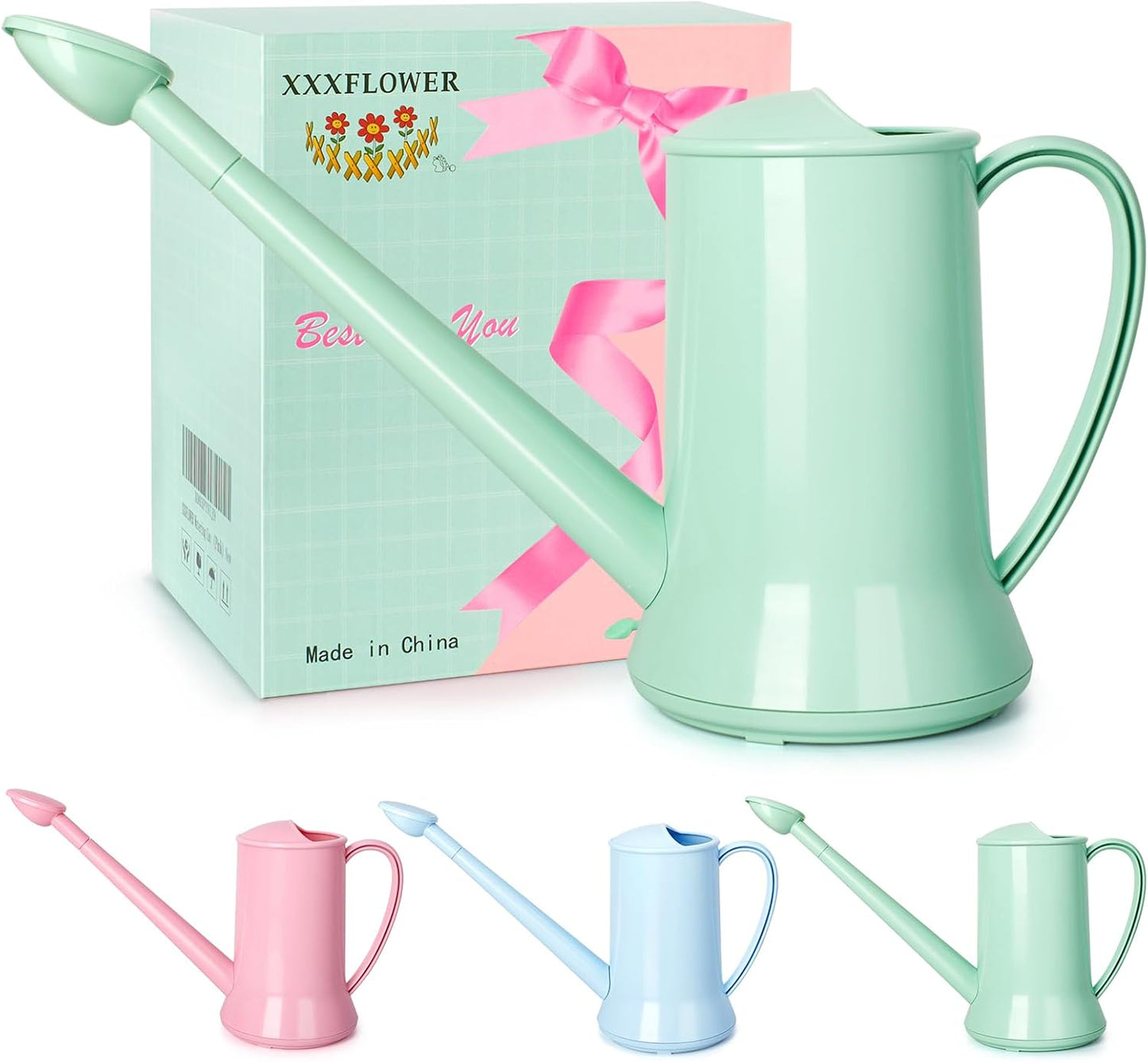 Small Watering Can, 67oz (1/2 Gallon) Indoor Houseplants Green