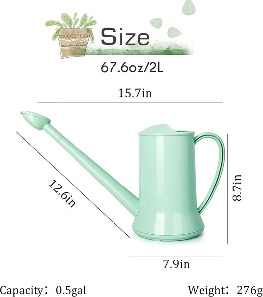 Small Watering Can, 67oz (1/2 Gallon) Indoor Houseplants Green