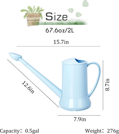 Small Watering Can, 67oz (1/2 Gallon) Indoor Houseplants Green